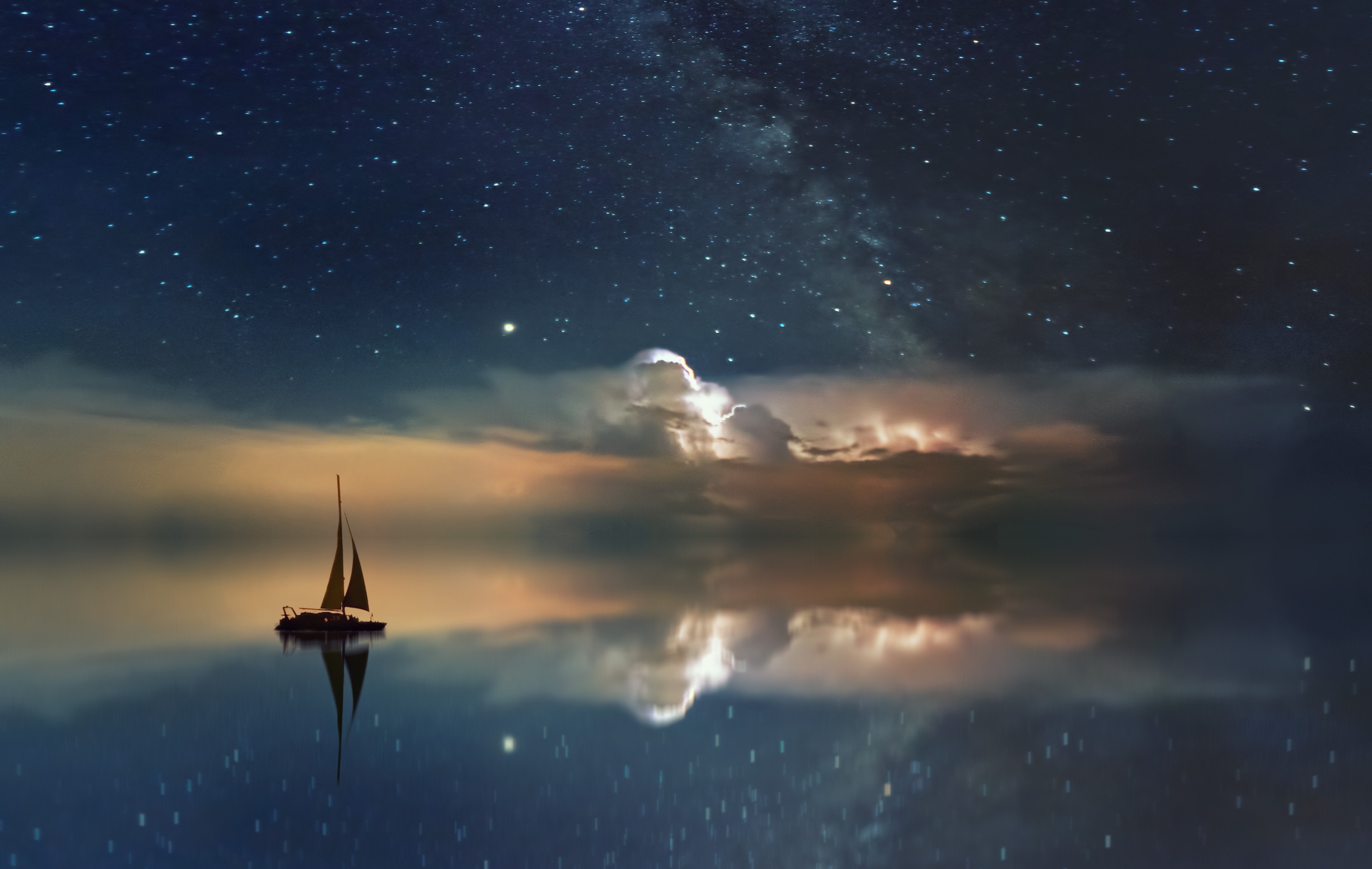 Image by jplenio / Pixabay Boat on the sea at night